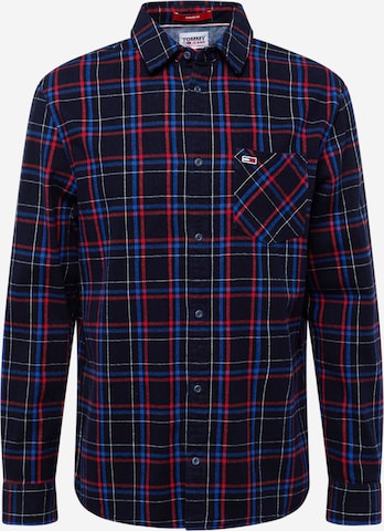 Tommy Jeans Regular fit Button Up Shirt in Blue: front