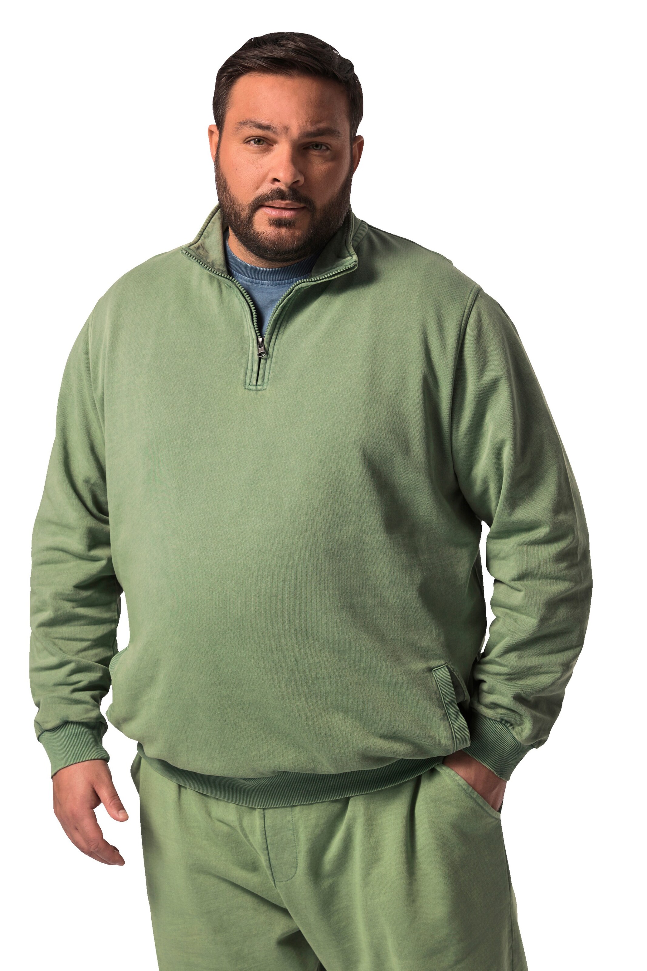 Men Plus Sweatshirt in Green: front