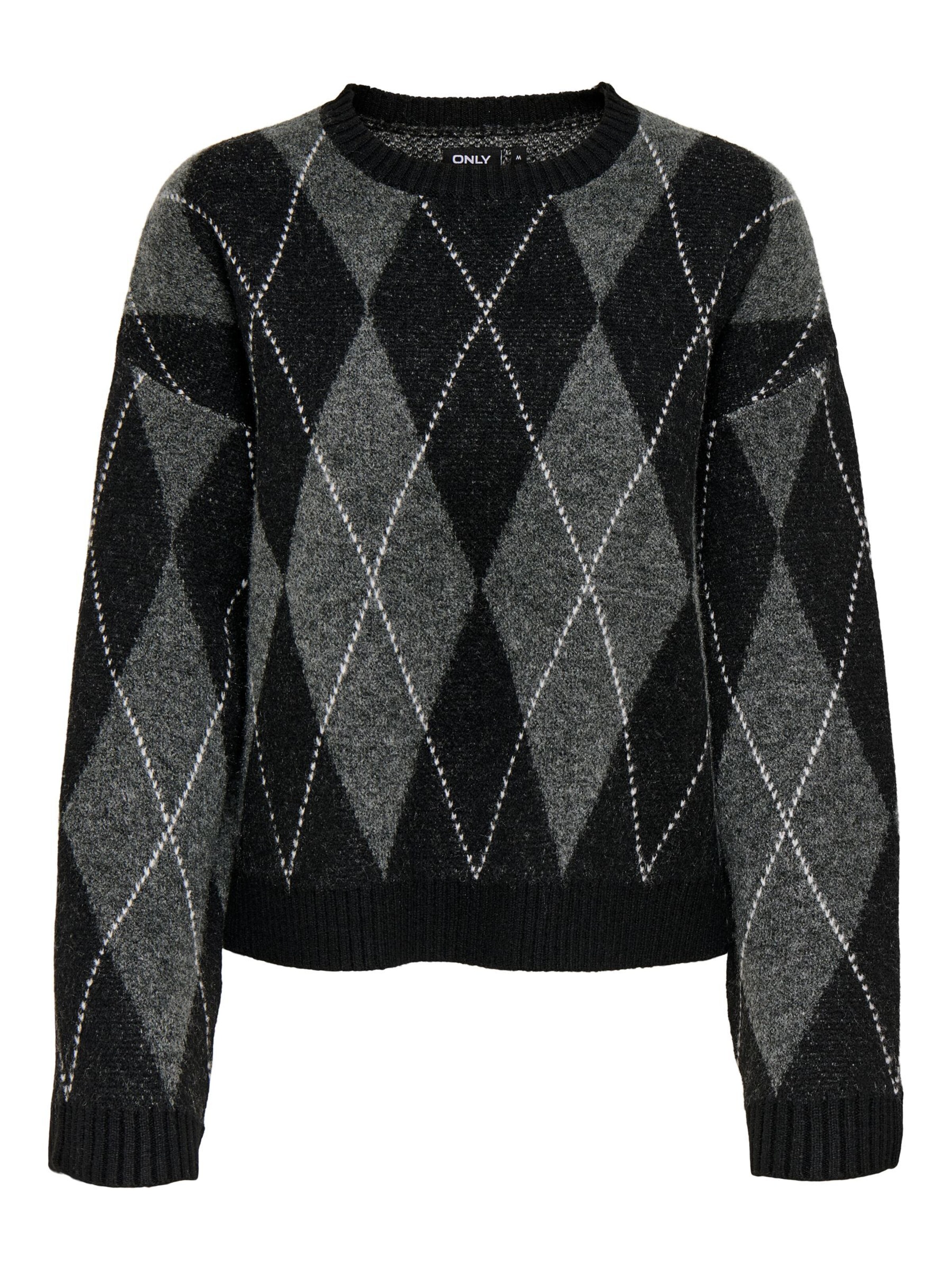 ONLY Sweater 'RHOMBUS' in Black: front