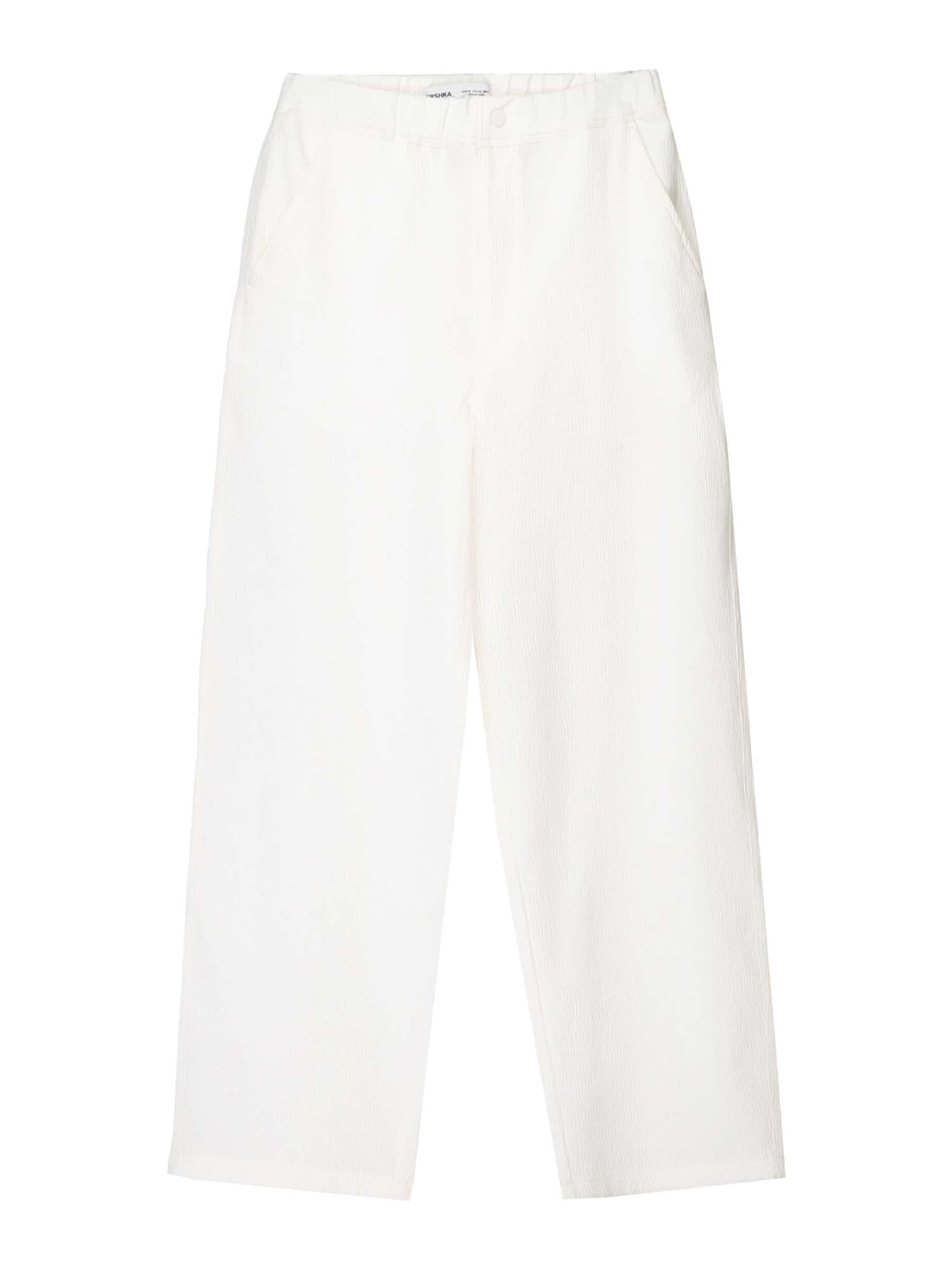 Bershka Loosefit Housut värissä valkoinen: etupuoli