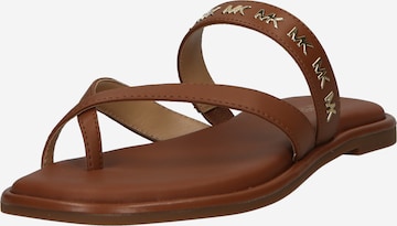 MICHAEL Michael Kors T-Bar Sandals 'ALBA' in Beige: front