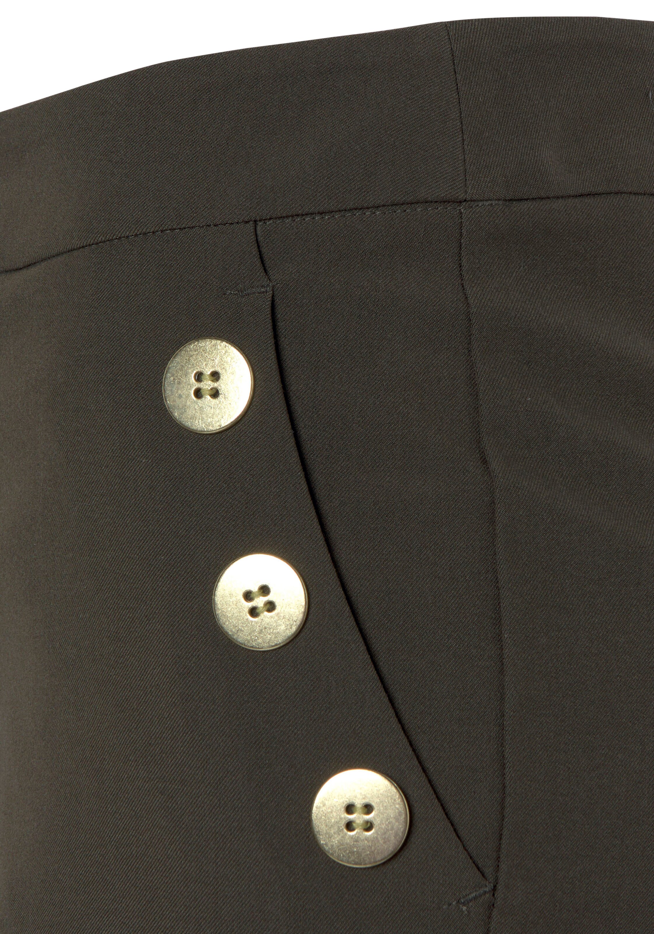 LASCANA Úzky strih Nohavice s pukmi - Zelená