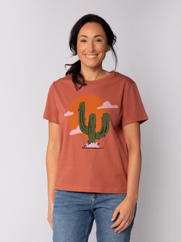 T-shirt 'Kaktus Im Sonnenuntergang' Watapparel en rouge : devant