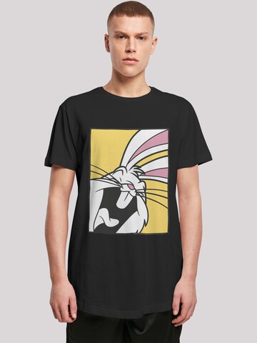 F4NT4STIC Shirt 'Looney Tunes Bugs Bunny Laughing' in Zwart: voorkant