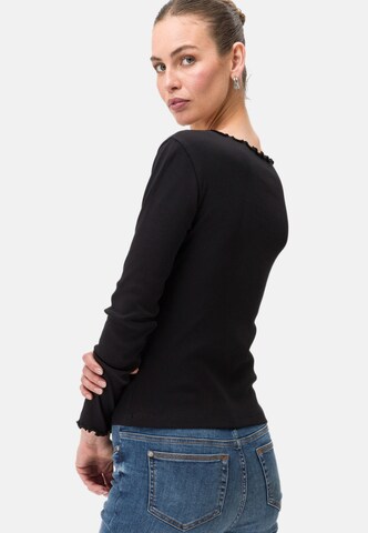 zero Shirt mit Knopfleiste in Schwarz