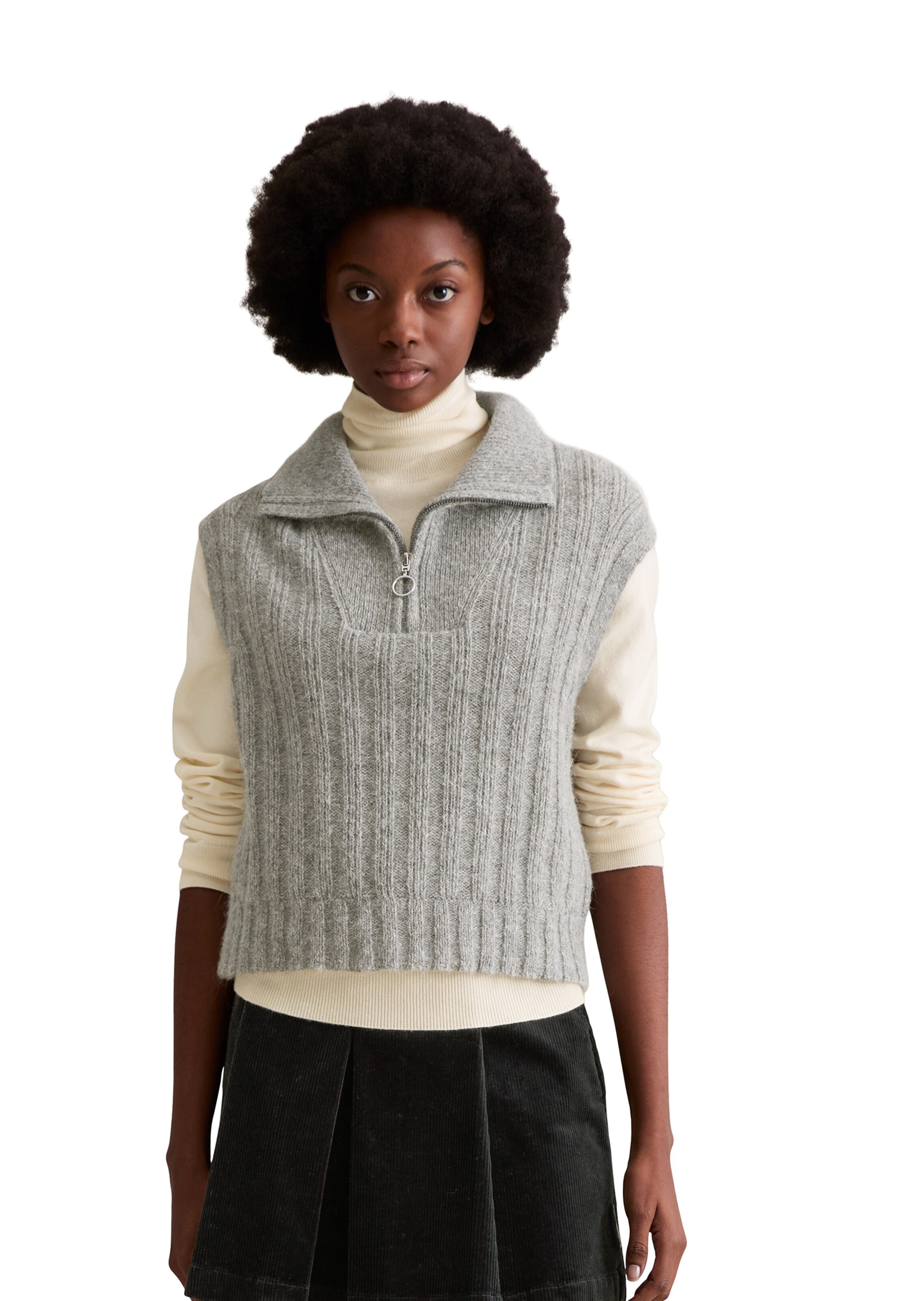 Marc O'Polo DENIM Strickweste in Grau: Vorderseite