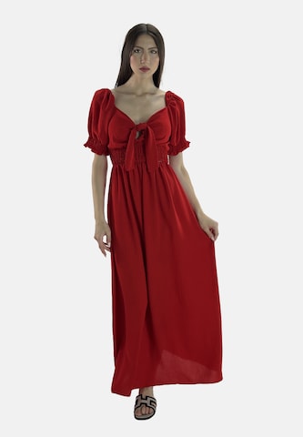 Elara Dress in Red: front