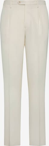 Boggi Milano Slim fit Pleated Pants 'Gabardine' in Beige: front