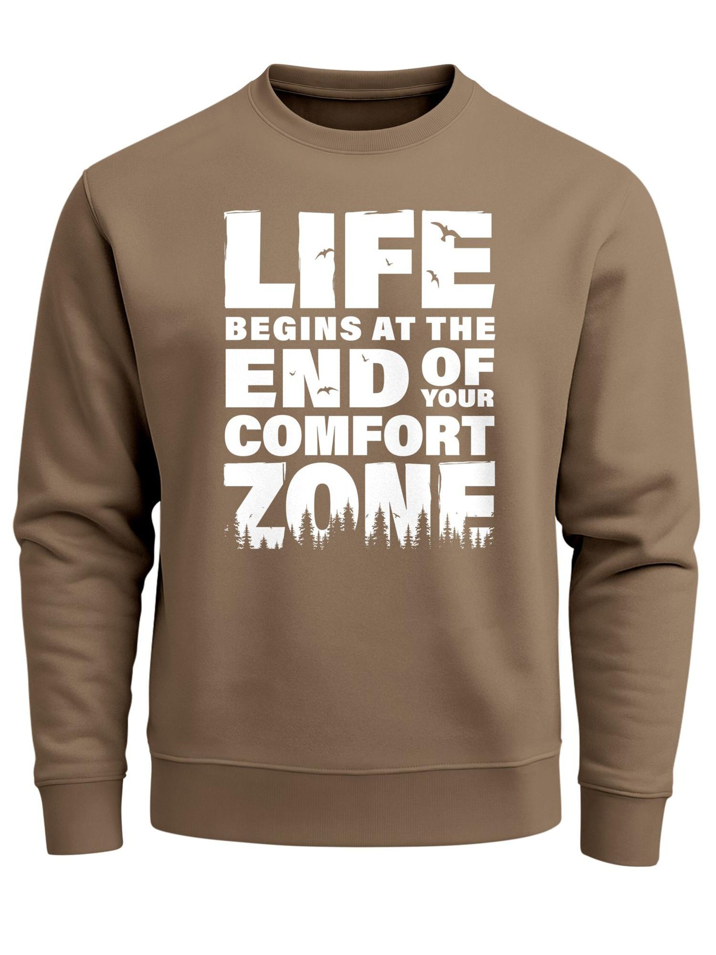 Neverless Sweatshirt 'life begins' in Brown: front