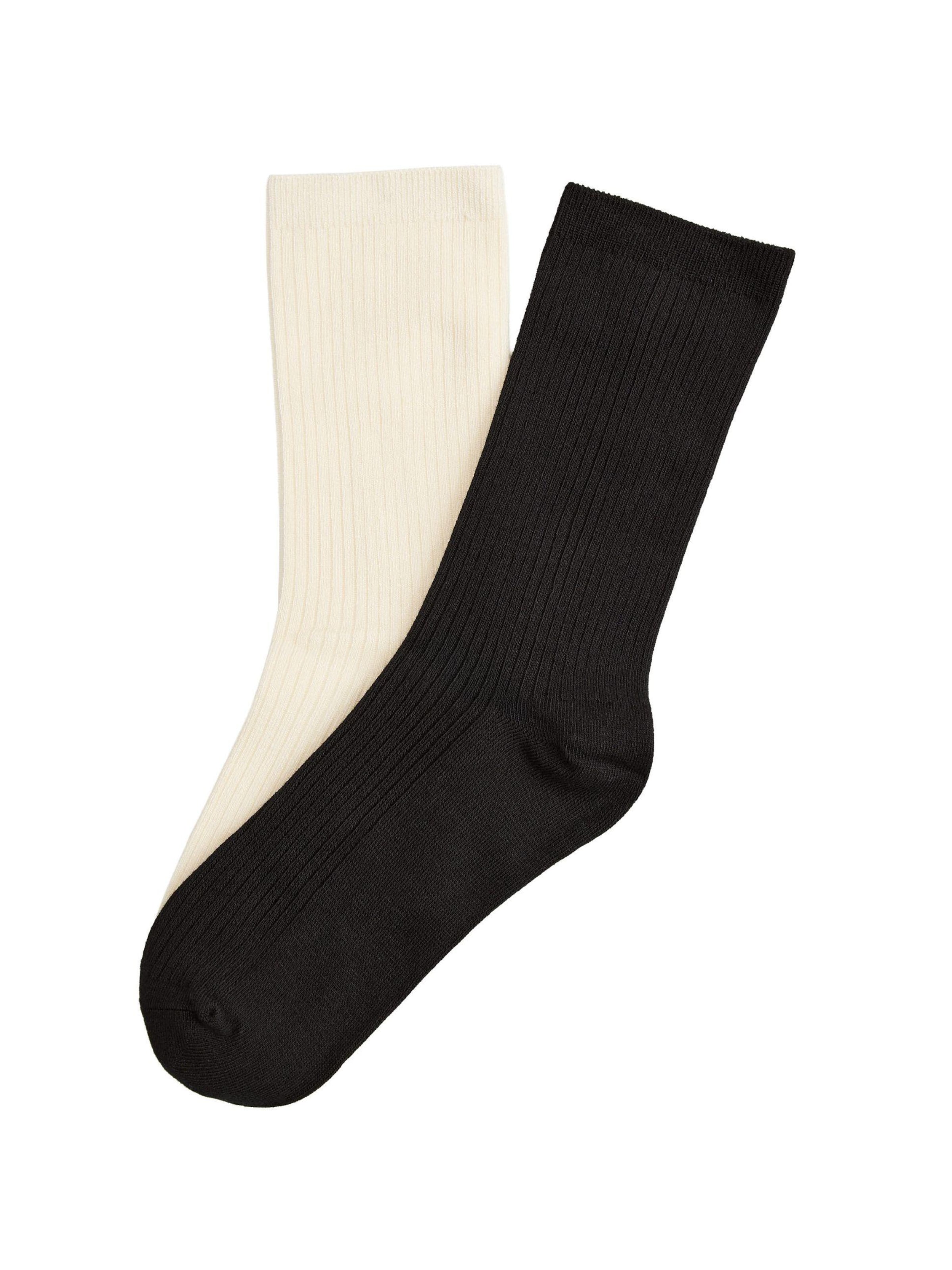 ESOTIQ Socks 'Skarpetki damskie bambusowe BEVERLE 2-pak Esotiq | czarny, kremowy 36/38' in Black: front
