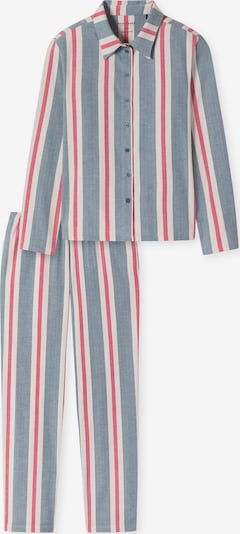 SCHIESSER Pyjama ' Selected Premium ' in taubenblau / rot / weiß, Produktansicht