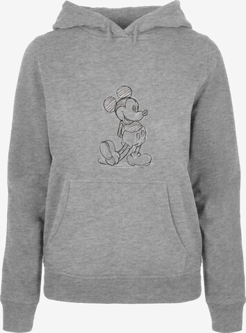 Felpa 'Mickey Mouse - Sketch Kick' di ABSOLUTE CULT in grigio: frontale