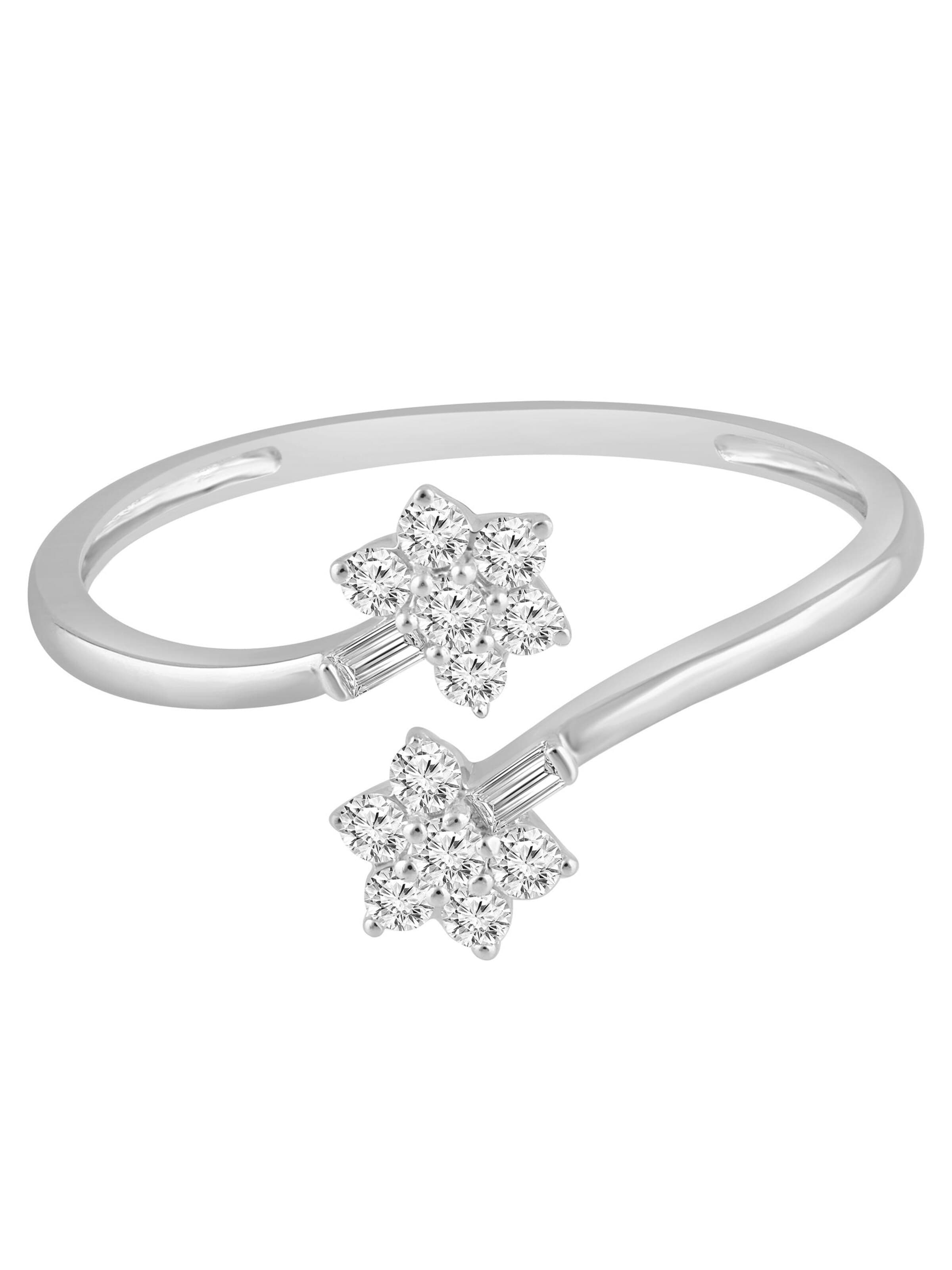Diamant Exquis Ring 'Ring aus 375 Weißgold mit Diamant' in Zilver: voorkant
