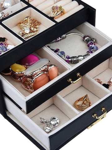 UNIQ Beauty Skladovanie šperkov 'Nellia Jewellery Box – Lockable Organiser with Mirror & 2 Drawers (Black)' - Čierna