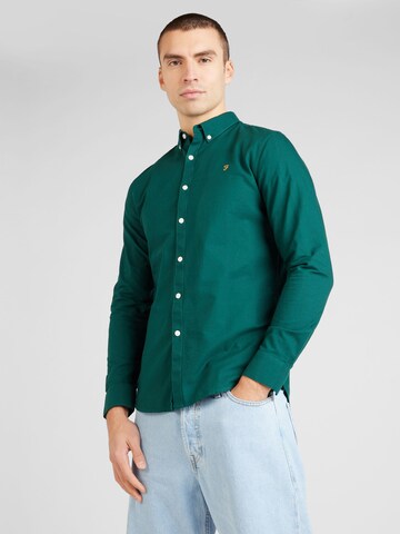 FARAH - Slim Fit Camisa 'BREWER' em verde: frente