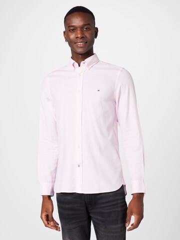 TOMMY HILFIGER Slim fit Button Up Shirt 'Dobby' in Pink: front