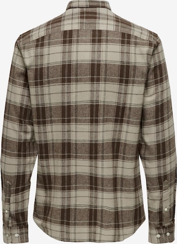Only & Sons Regular fit Overhemd 'LUKA' in Bruin