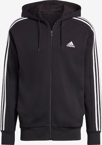 Giacca di felpa sportiva 'Essentials French Terry' di ADIDAS SPORTSWEAR in nero: frontale