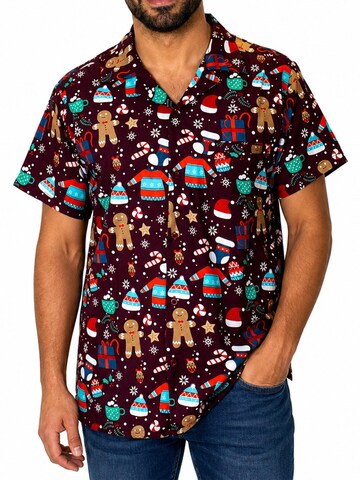 Regular fit Camicia 'Christmas Gingerbread' di King Kameha in rosso