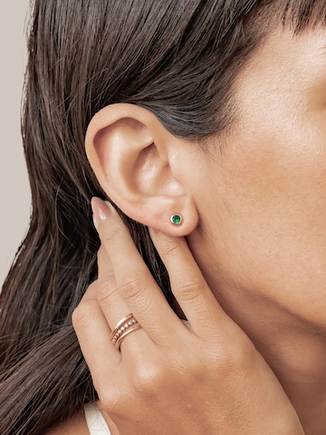 Hey Happiness Oorbellen 'Emerald Bezel Cubic Zirconia' in Goud