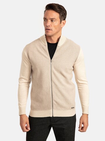 Jacey Quinn Knit Cardigan in Beige: front