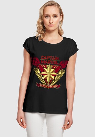 ABSOLUTE CULT T-Shirt 'Captain Marvel - Protector Of The Skies' in Schwarz: predná strana