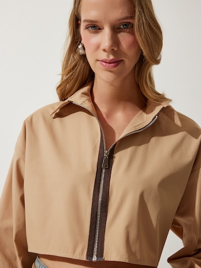 Happiness İstanbul Veste mi-saison en sable, Vue avec produit