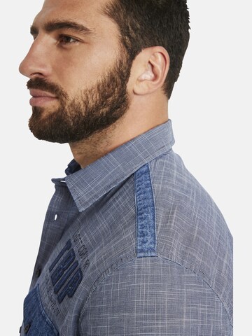 Jan Vanderstorm Comfort fit Button Up Shirt ' Nattfari ' in Blue