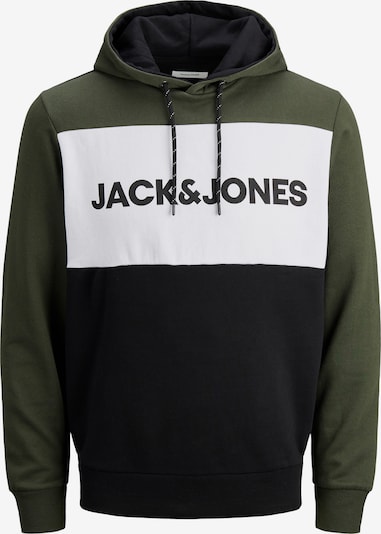 XS dydžio Megztinis be užsegimo iš JACK & JONES, spalva – alyvuogių spalva / juoda / balta, Prekių apžvalga