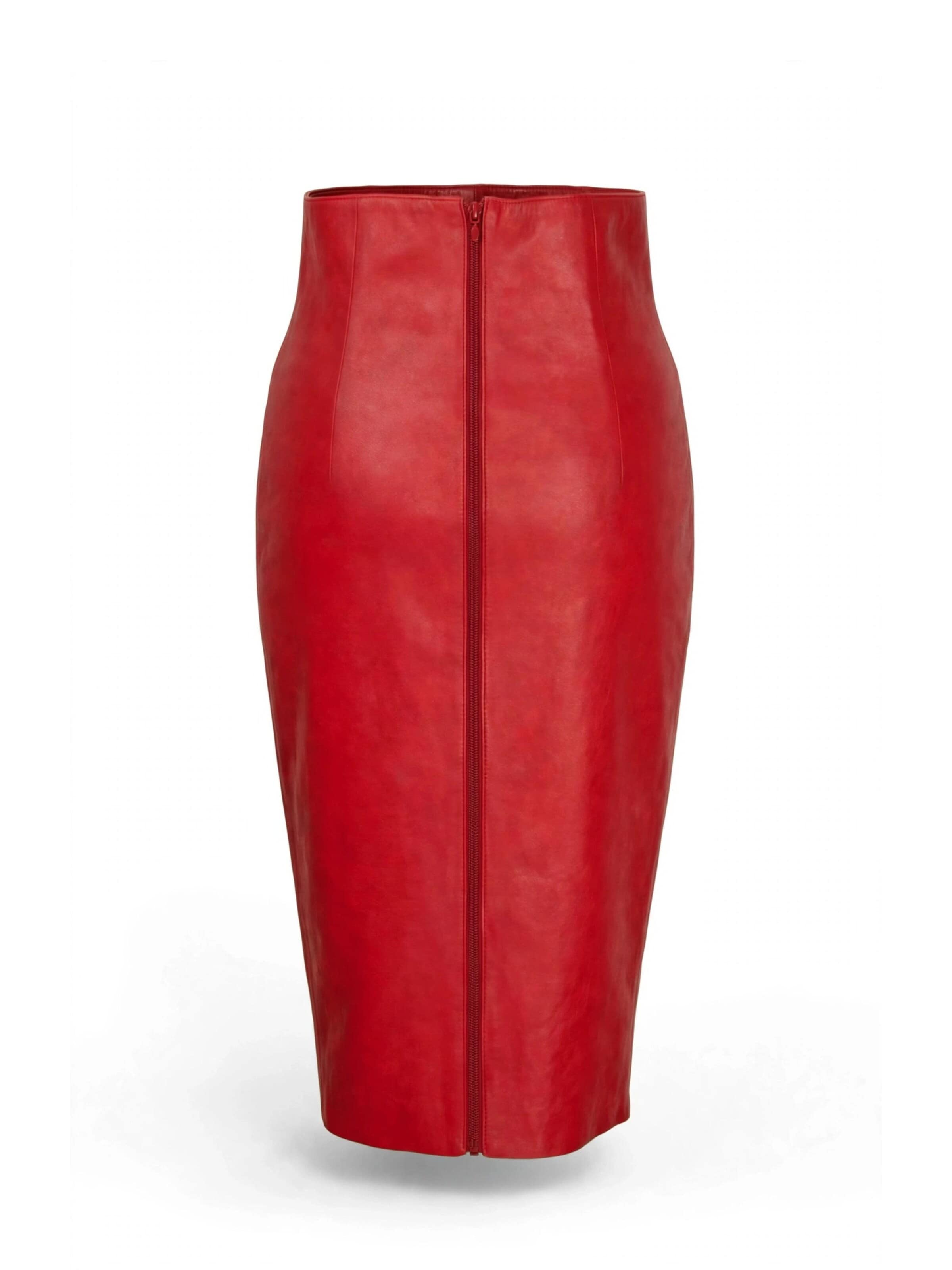 Jupe 'Lederrock Hohe Taille super Echtleder Lammnappa rot' Be  Noble en rouge