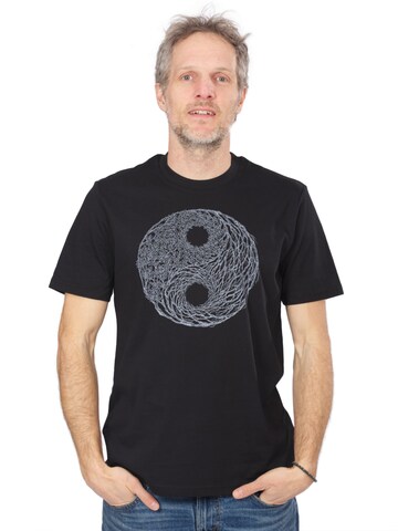 T-Shirt 'Organic Fairwear Shirt Men Black YinYang' Life-Tree en noir : devant