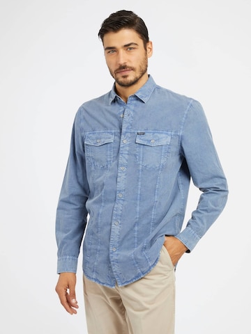 GUESS Regular Fit Hemd in Blau: predná strana