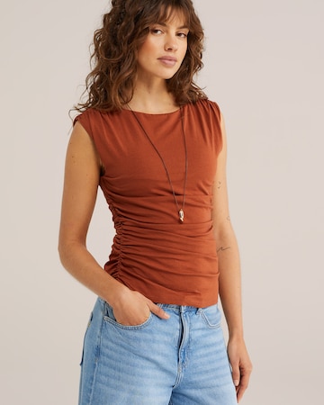 WE Fashion Топ в кафяво: отпред
