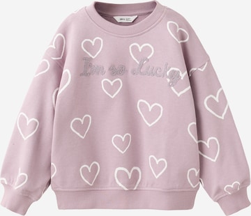 Bluză de molton 'HEART' de la MANGO KIDS pe mov: față