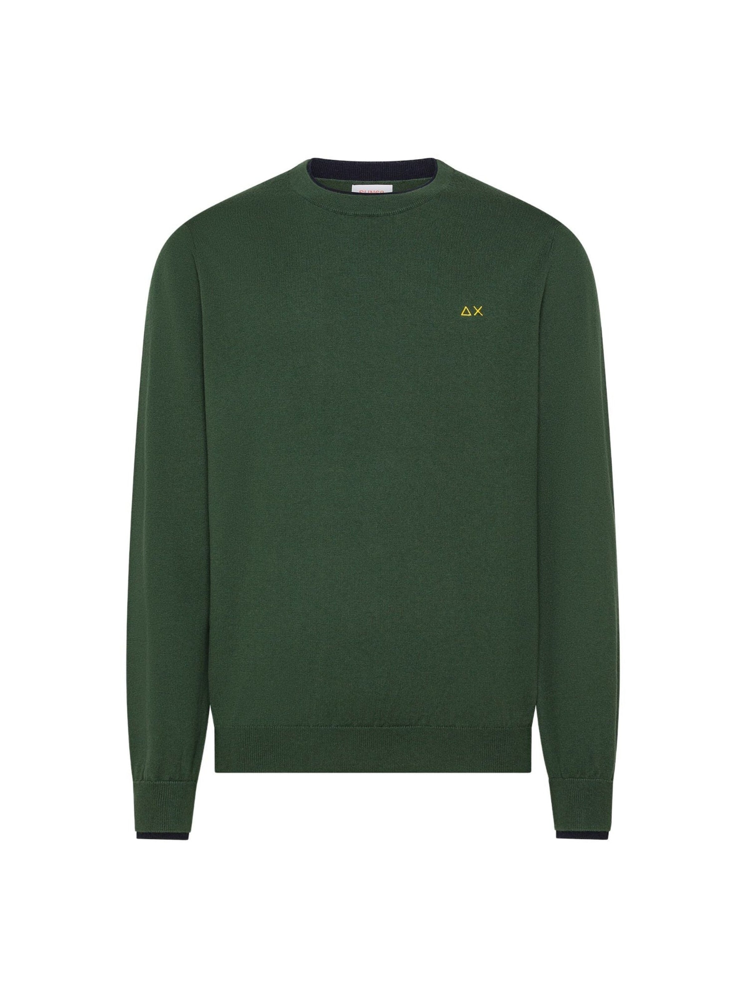 SUN68 Sweater 'Dark green wool and cotton crewneck sweater' in Green: front