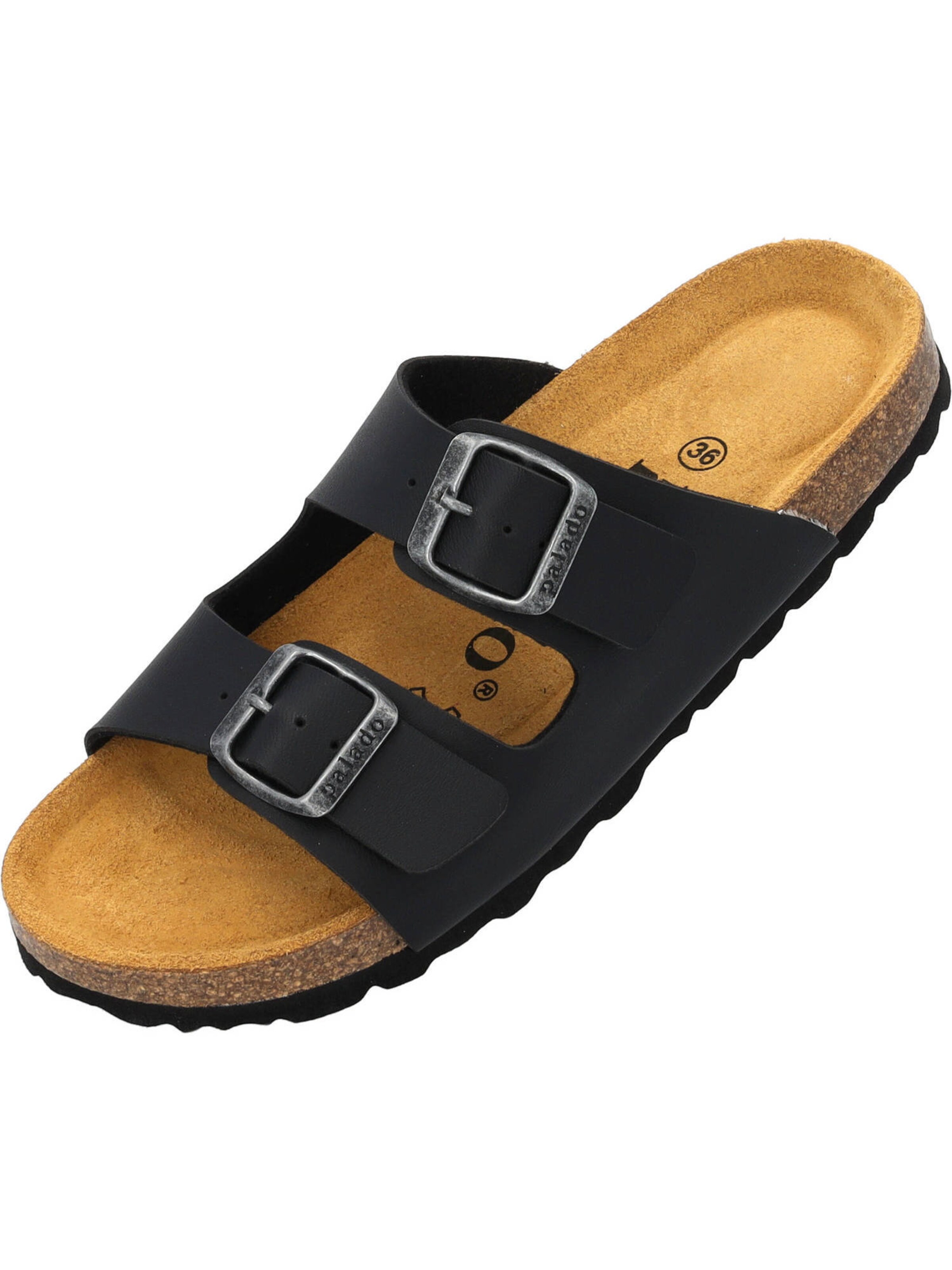 Palado Pantolette 'Korfu' in Schwarz: Vorderseite