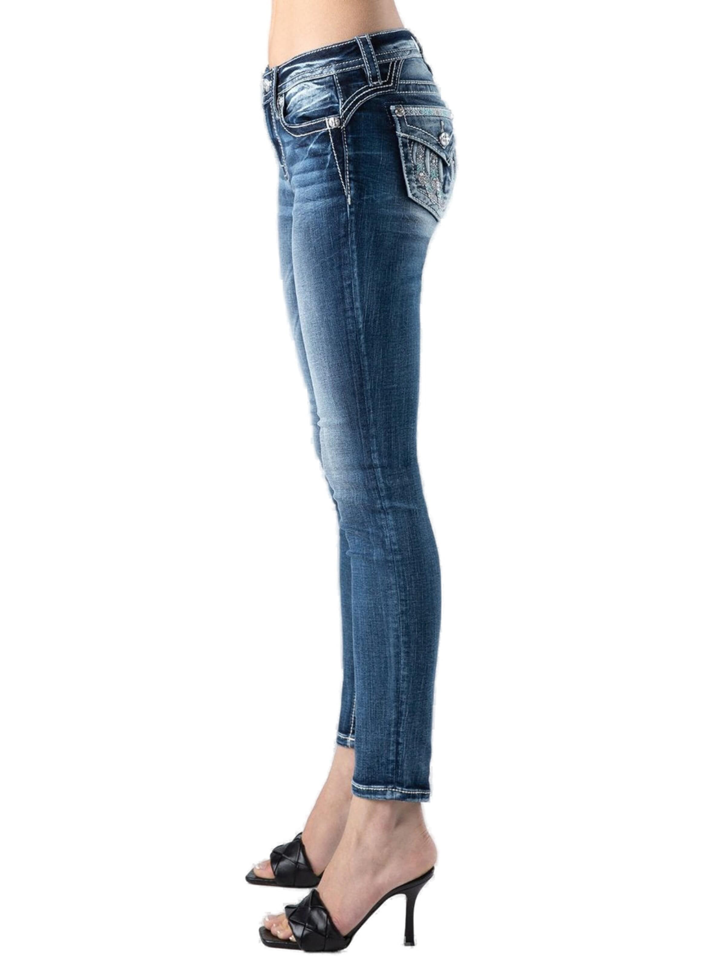 Miss Me Skinny Jeans 'Aztec Pearl Downward Wings Jeans' in Blue