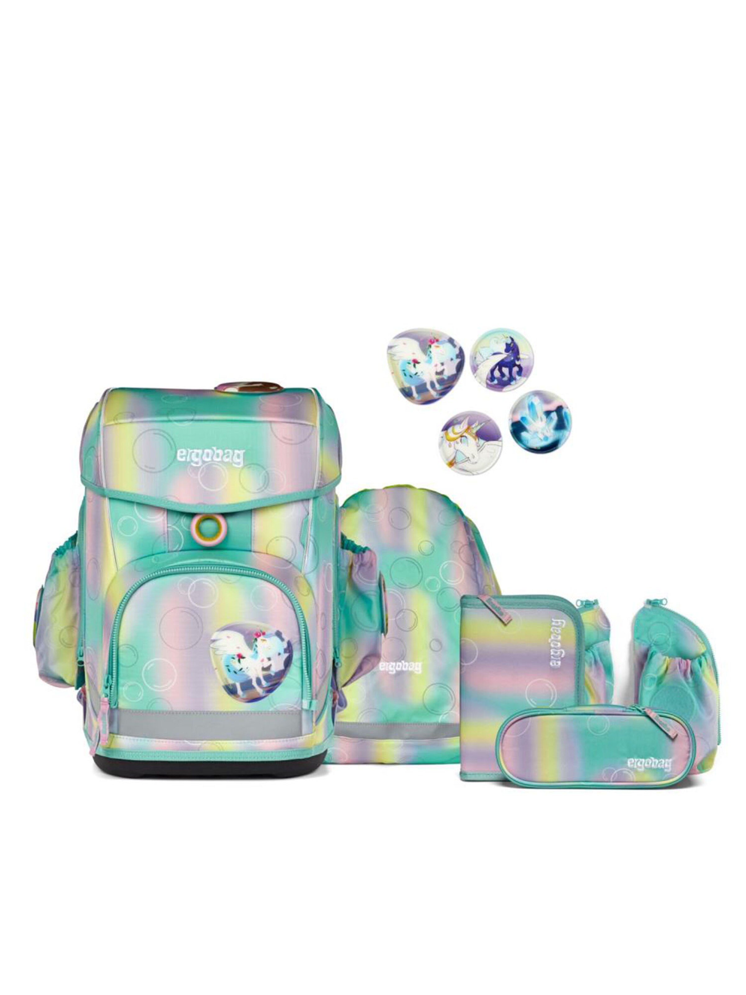 ergobag Rucksack 'Cubo Light Schulranzen Set'‌‌ in Grün: Vorderseite