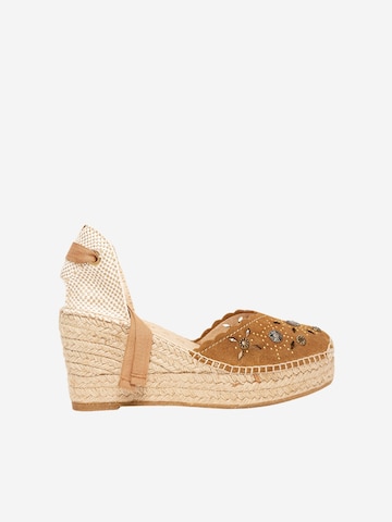 Sandalo 'Alpargata Cuña 8 cm' di Alhamas in beige: frontale