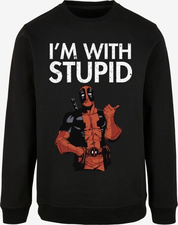 ABSOLUTE CULT Sweatshirt 'Deadpool - I Am With Stupid' in Black: front