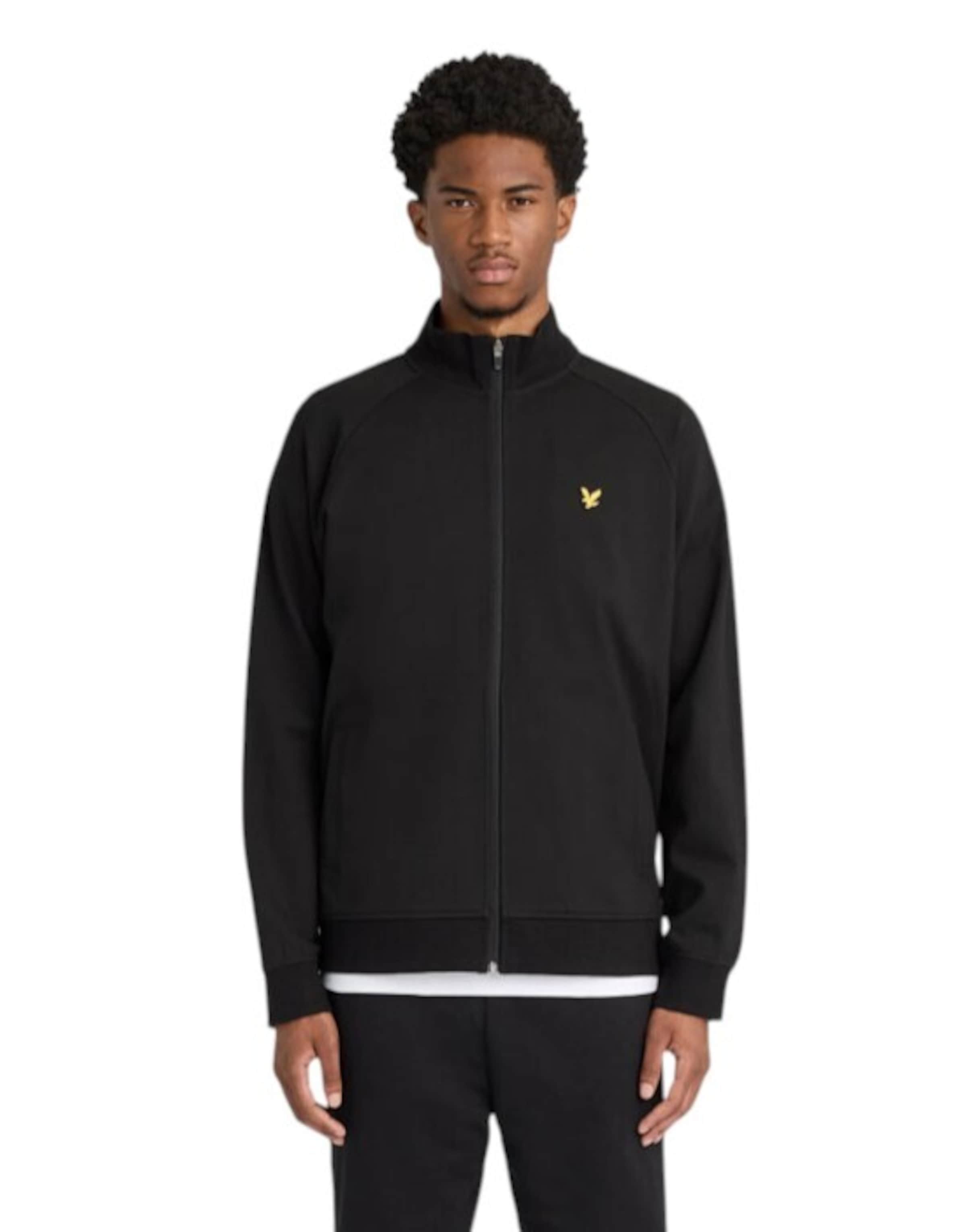 Lyle & Scott Fleece jas in Zwart: voorkant