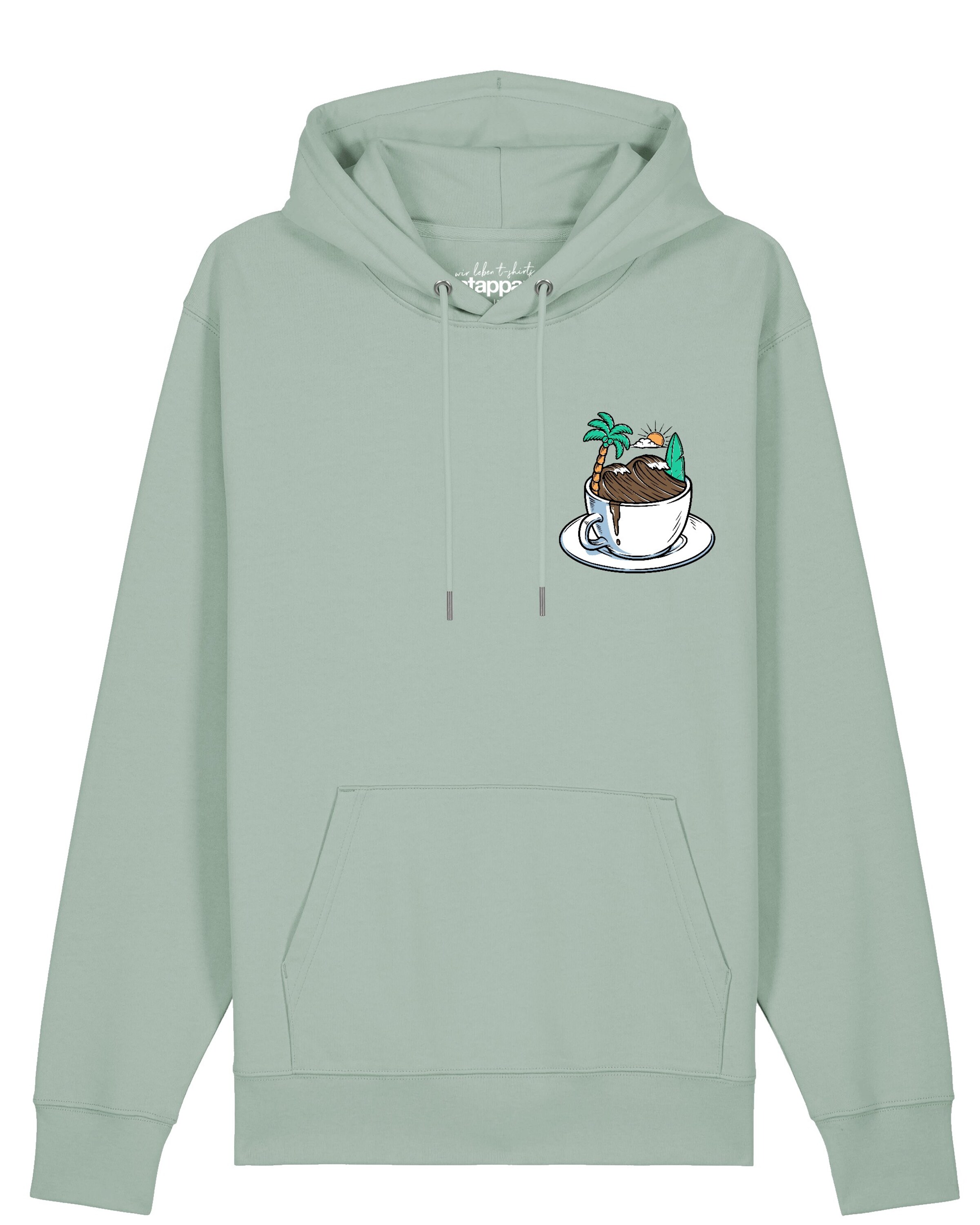 Watapparel Sweatshirt ' Coffee waves ' in Groen: voorkant