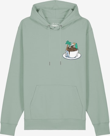 Watapparel Sweatshirt ' Coffee waves ' in Groen: voorkant
