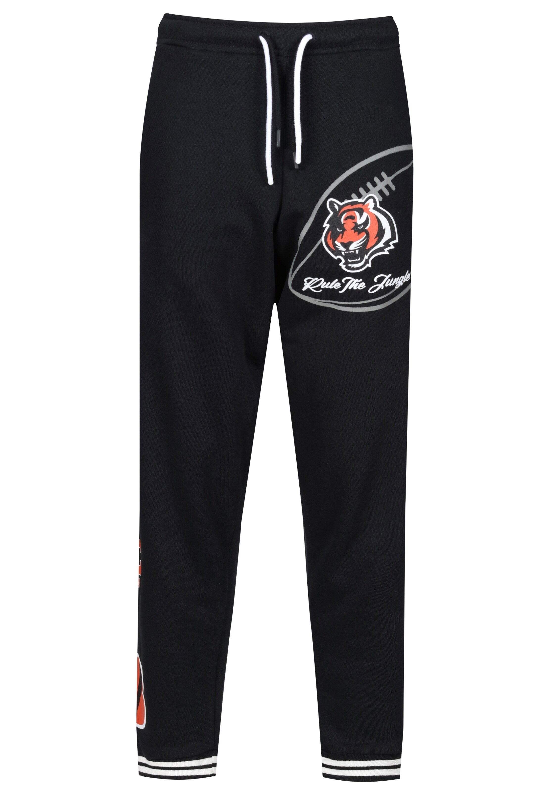 Recovered Regular Sportbroek 'NFL Bengals Rule The Jungle' in Zwart: voorkant