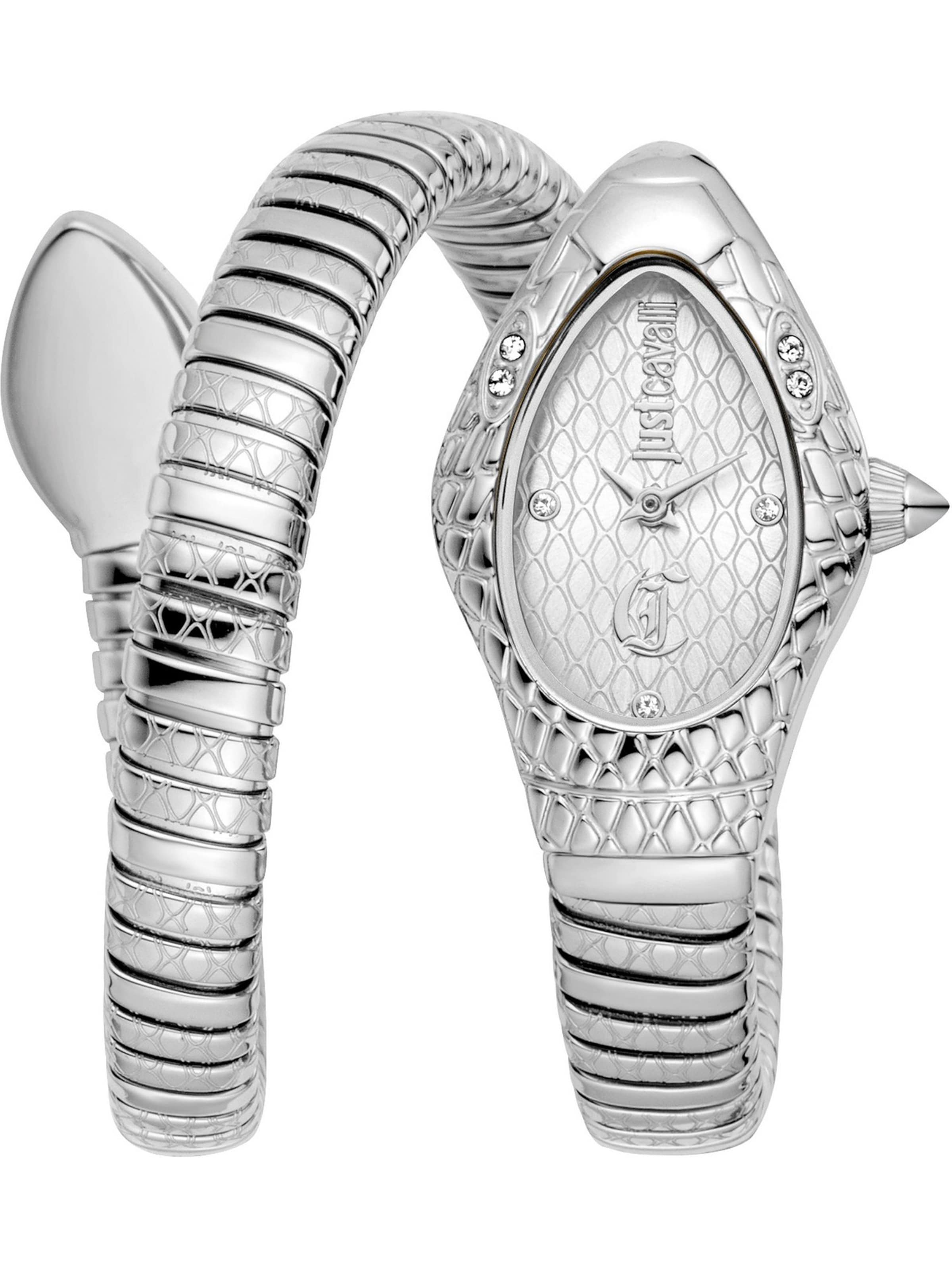 Just Cavalli Analoguhr in Silber: Vorderseite
