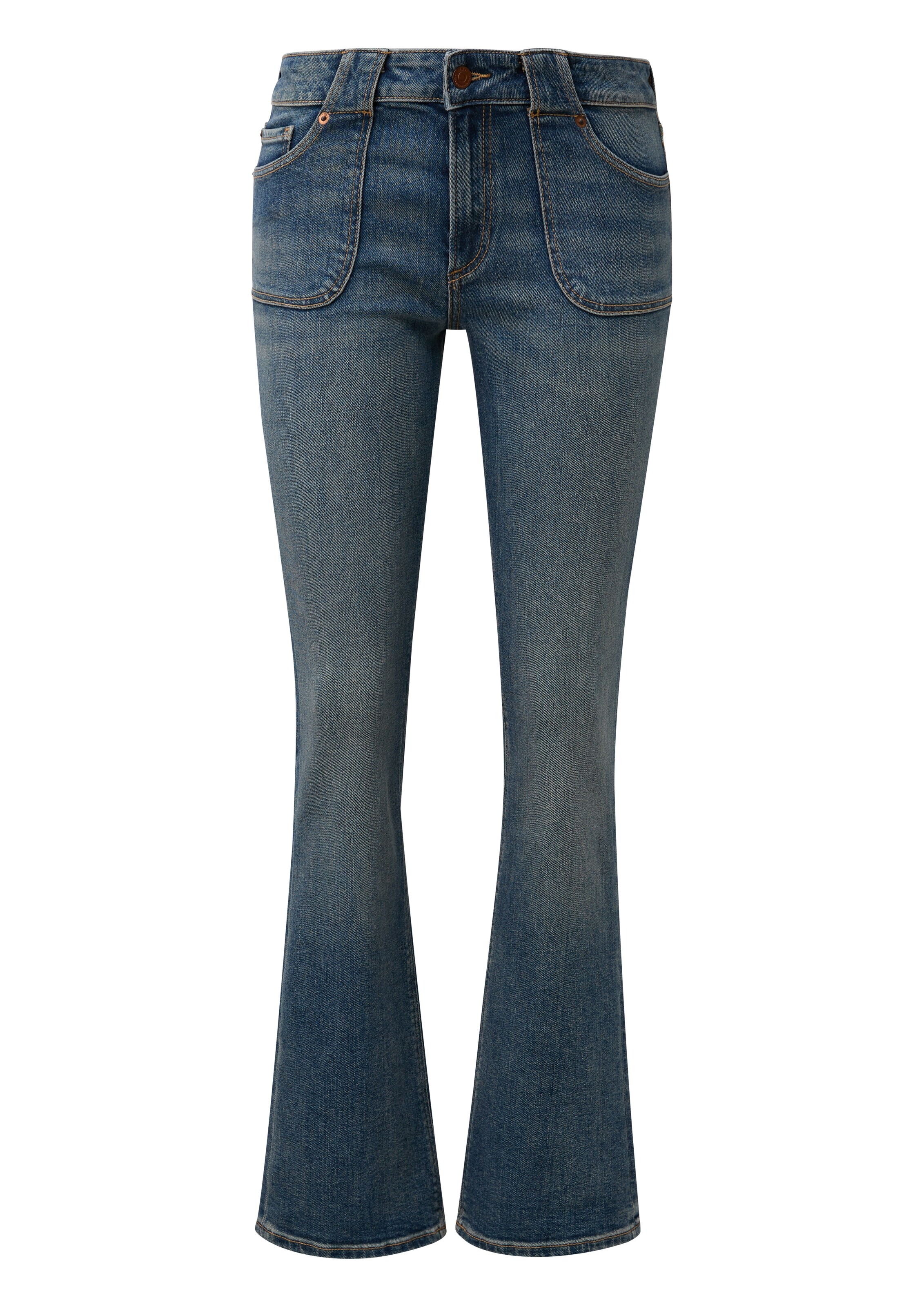 QS Flared Jeans in Blauw: voorkant