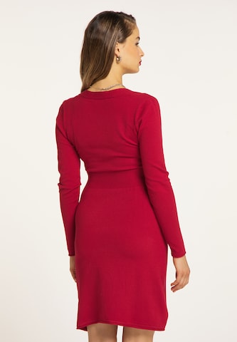 faina Gebreide jurk in Rood