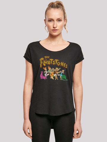 F4NT4STIC Shirt 'The Flintstones Group Distressed' in Zwart: voorkant