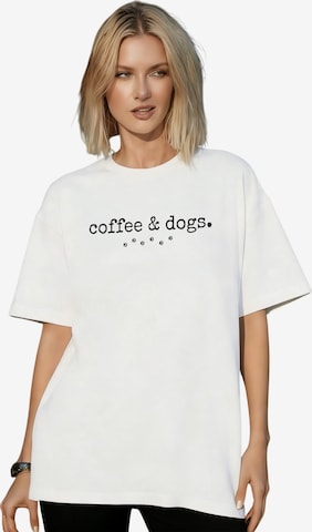 GORHEY Shirt 'Women's Casual Short-Sleeve Shirt with Letter Print' in White: front