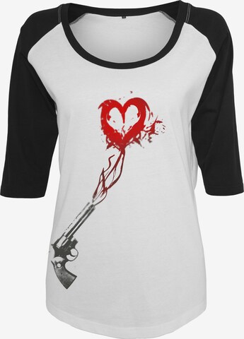 Merchcode Shirt 'Pistol Heart' in Wit: voorkant